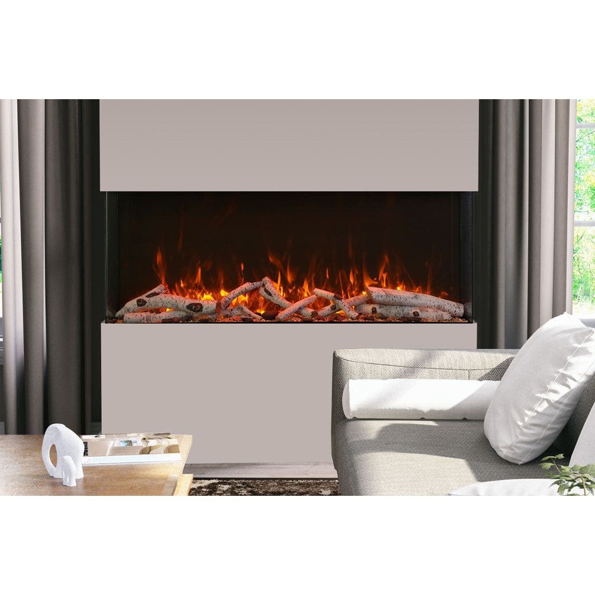 Amantii Panorama Tru View Extra Tall & Deep 60-inch 3-Sided Built In Indoor/Outdoor Electric Fireplace SAMPLE PHOTO