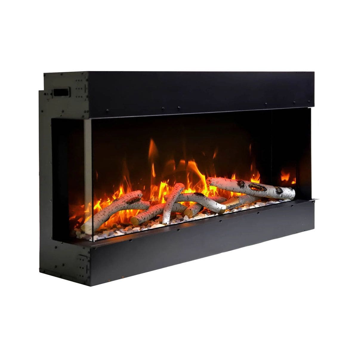 Amantii Panorama Tru View Slim 30-inch 3-Sided Built In Indoor/Outdoor Electric Fireplace FRONT AND SIDE VIEW