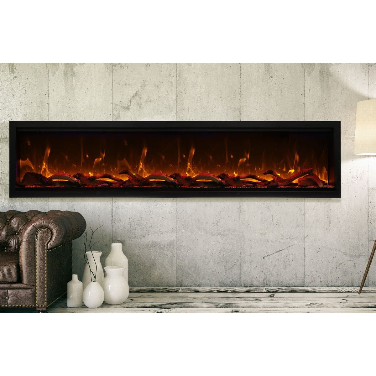 Amantii Symmetry 100'' Extra Tall & Deep Recessed Linear Indoor/Outdoor Electric Fireplace SAMPLE PHOTO
