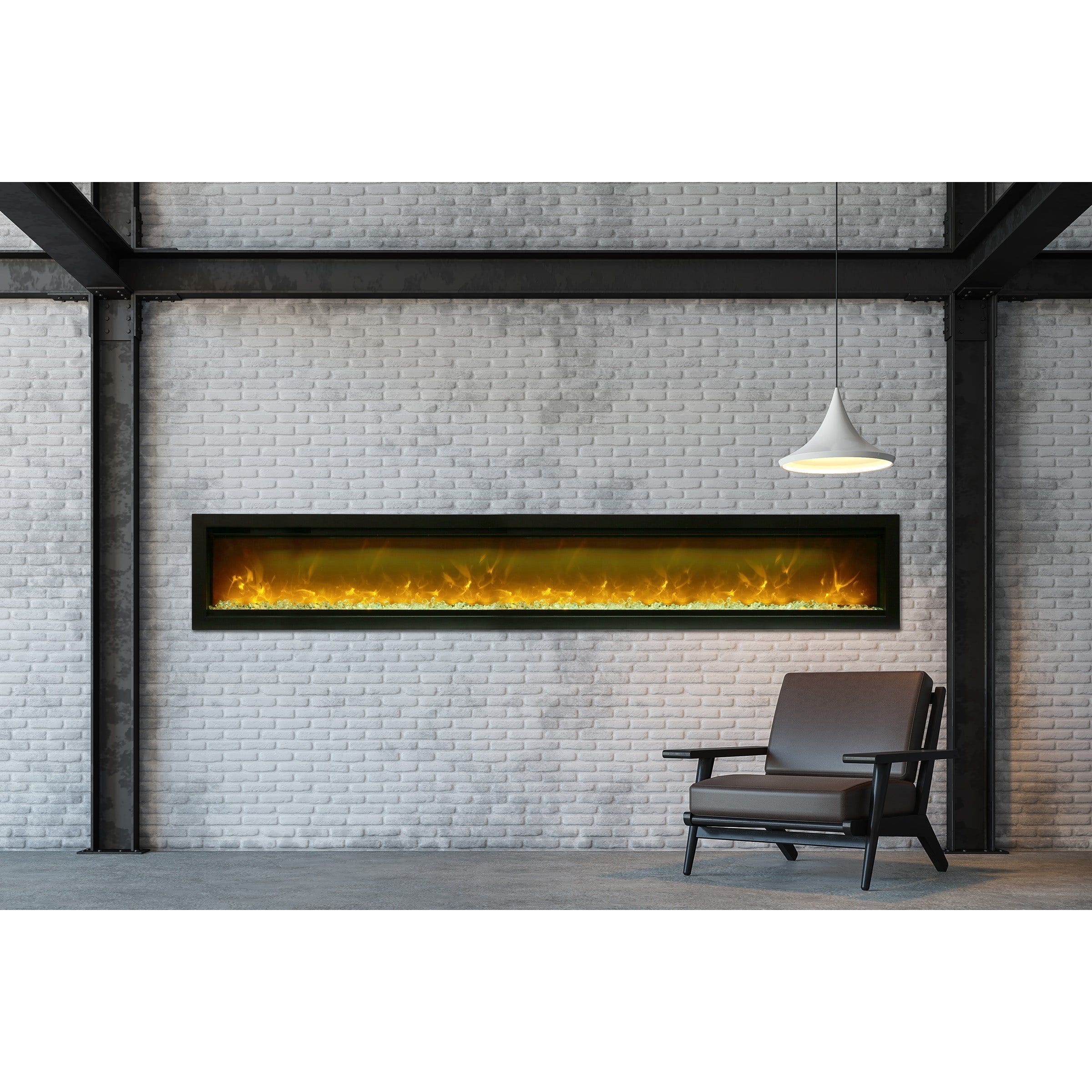 Amantii Symmetry 100'' Recessed Linear Indoor/Outdoor Electric Fireplace SAMPLE PHOTO