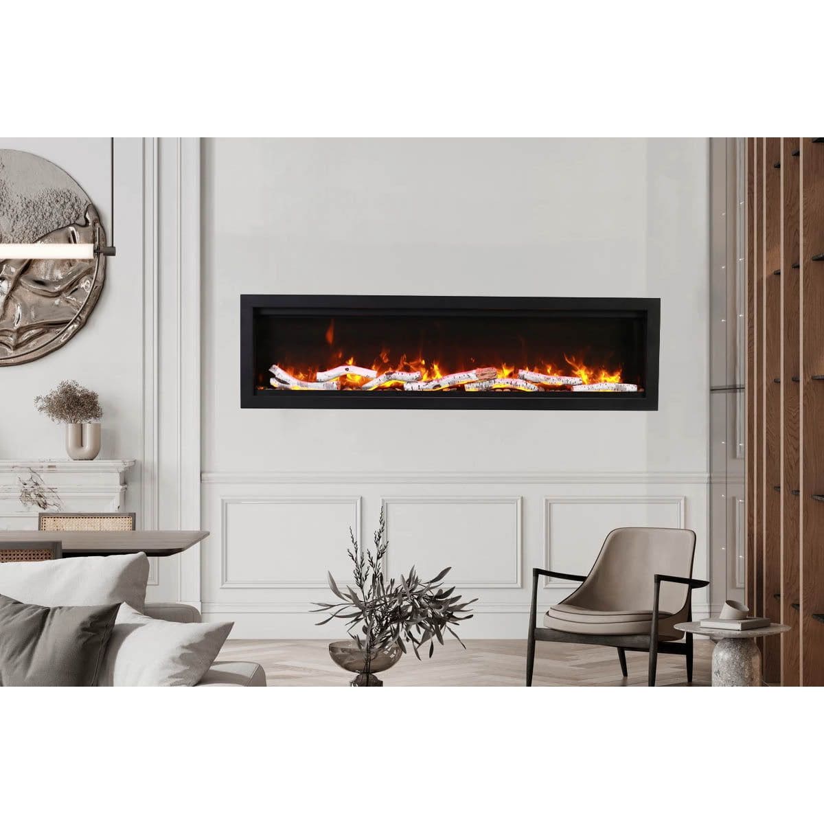Amantii Symmetry 100'' Recessed Linear Indoor/Outdoor Electric Fireplace SAMPLE PHOTO