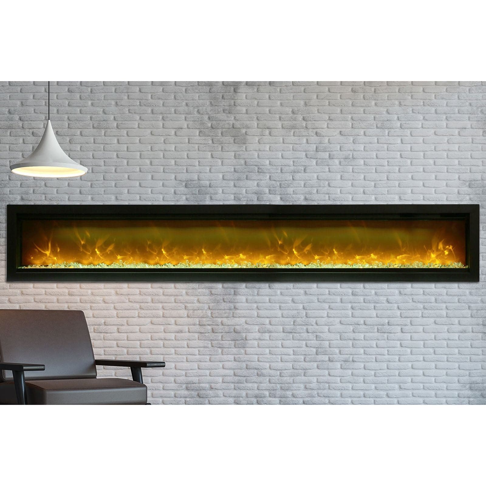 Amantii Symmetry 100'' Recessed Linear Indoor/Outdoor Electric Fireplace SAMPLE PHOTO