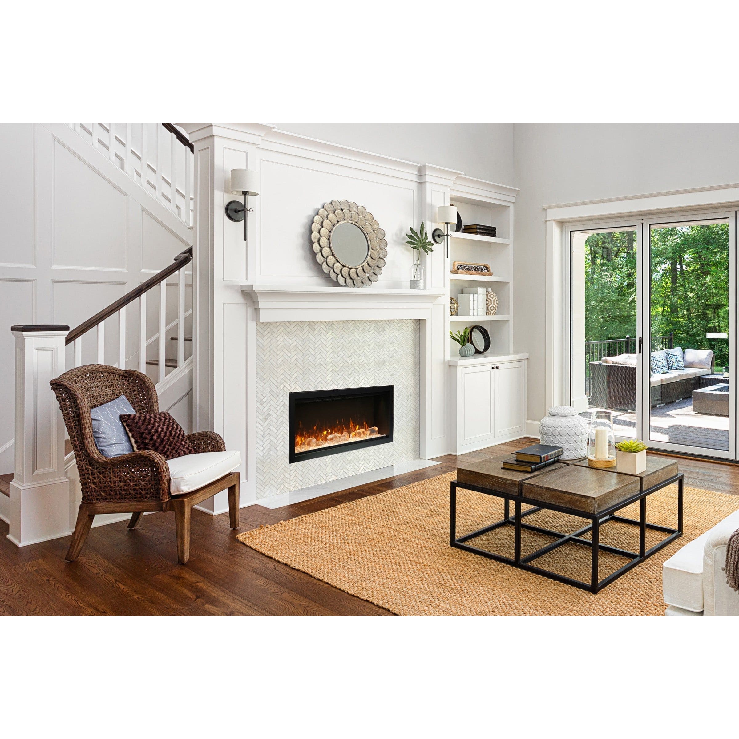 Amantii Symmetry 34'' Extra Tall & Deep Recessed Linear Indoor/Outdoor Electric Fireplace SAMPLE PHOTO