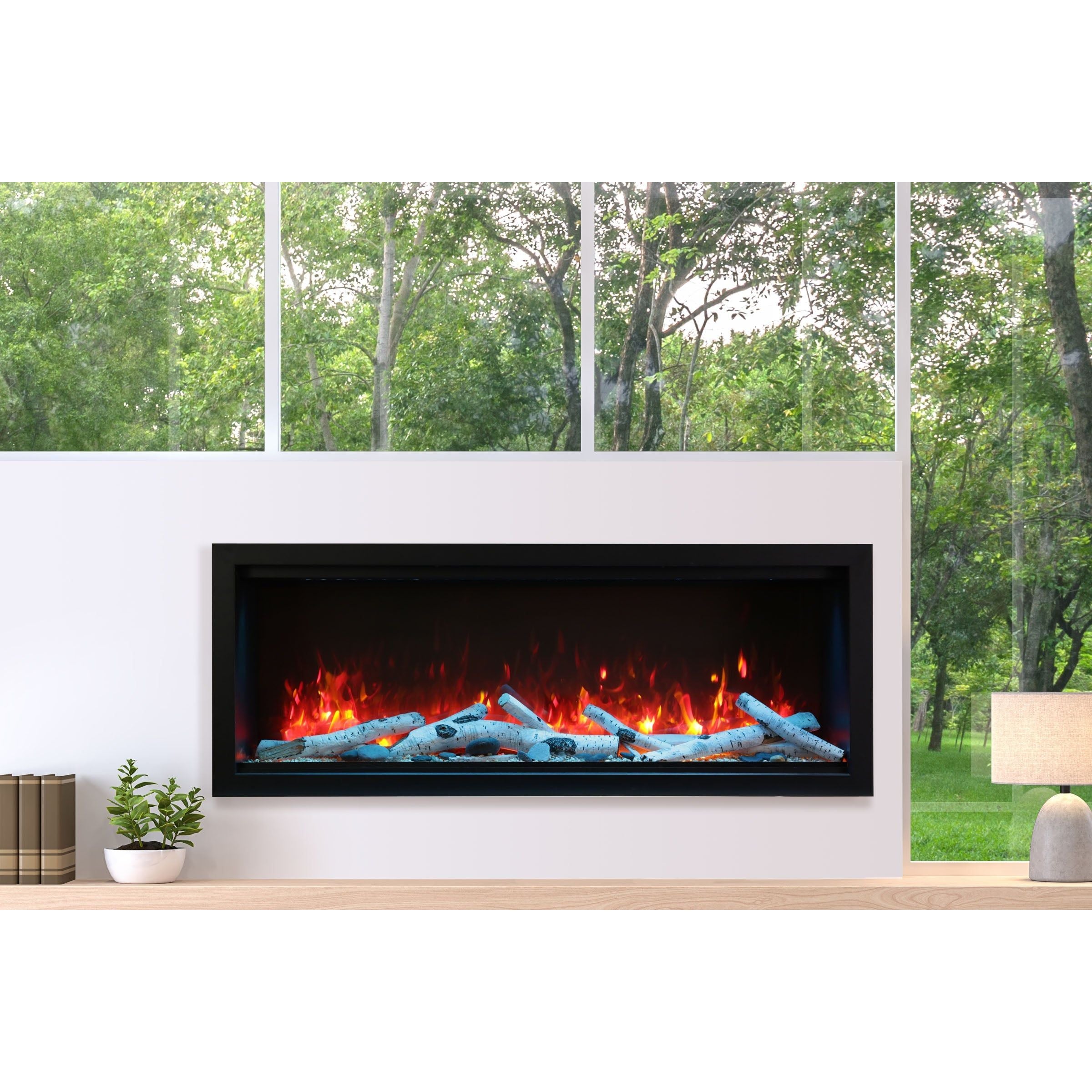 Amantii Symmetry 60'' Extra Tall & Deep Recessed Linear Indoor/Outdoor Electric Fireplace SAMPLE PHOTO