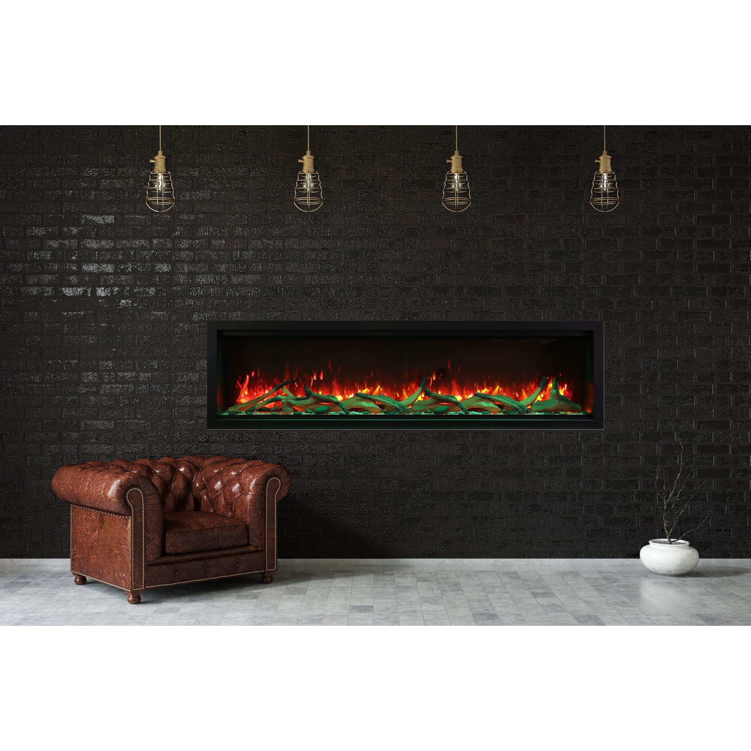 Amantii Symmetry 74'' Extra Tall & Deep Recessed Linear Indoor/Outdoor Electric Fireplace SAMPLE PHOTO