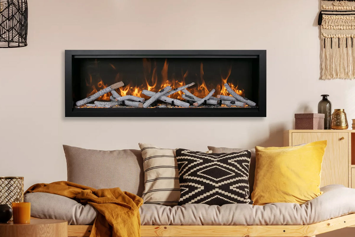 Amantii Symmetry Bespoke 88'' Wall Mount / Recessed Linear Indoor/Outdoor Electric Fireplace