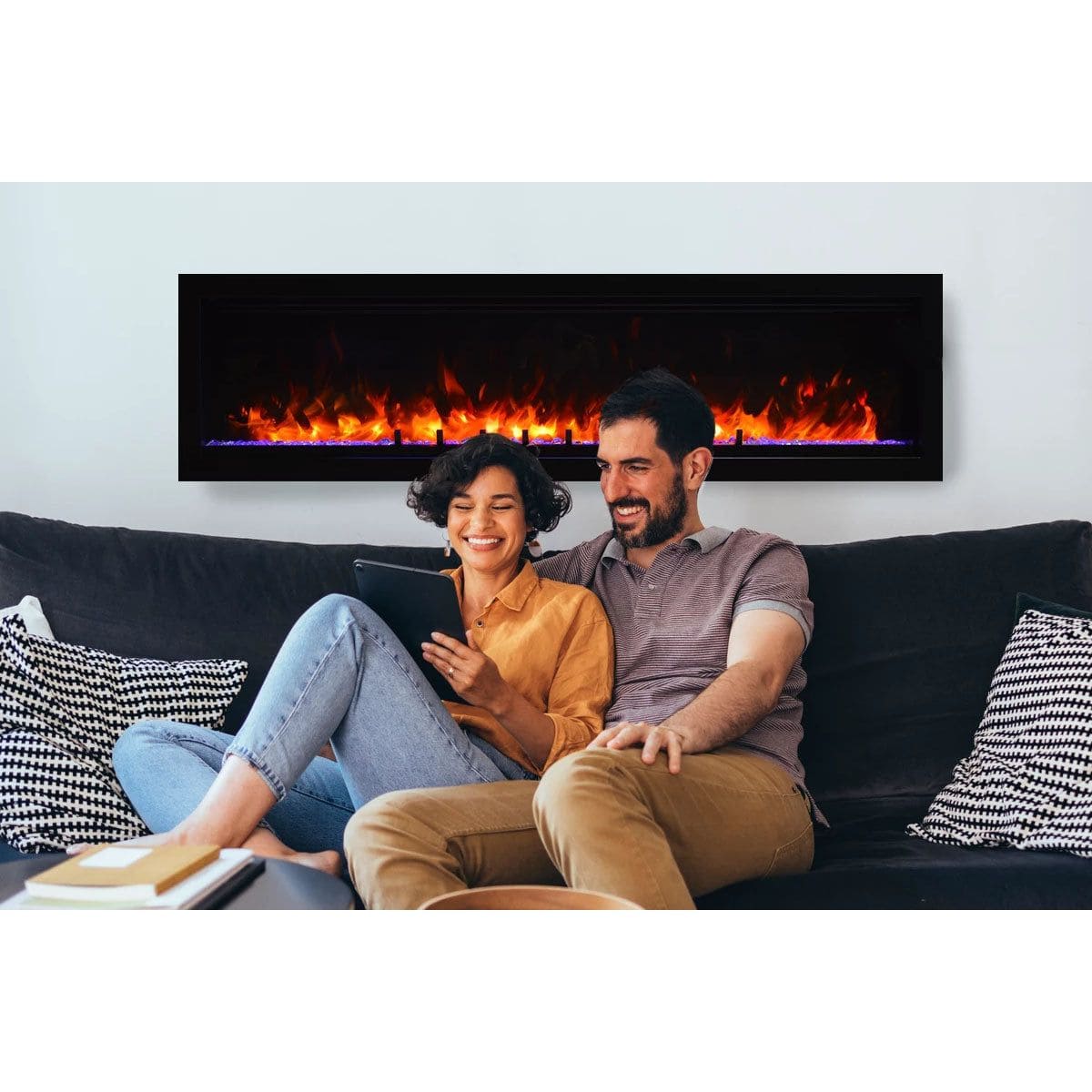 Amantii Symmetry Lumina 74'' Wall Mount / Recessed Smart Indoor/Outdoor Electric Fireplace SAMPLE PHOTO