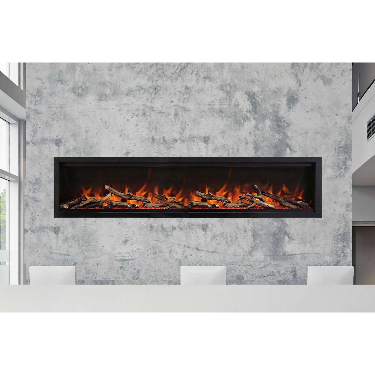 Amantii Symmetry Lumina 74'' Wall Mount / Recessed Smart Indoor/Outdoor Electric Fireplace SAMPLE PHOTO