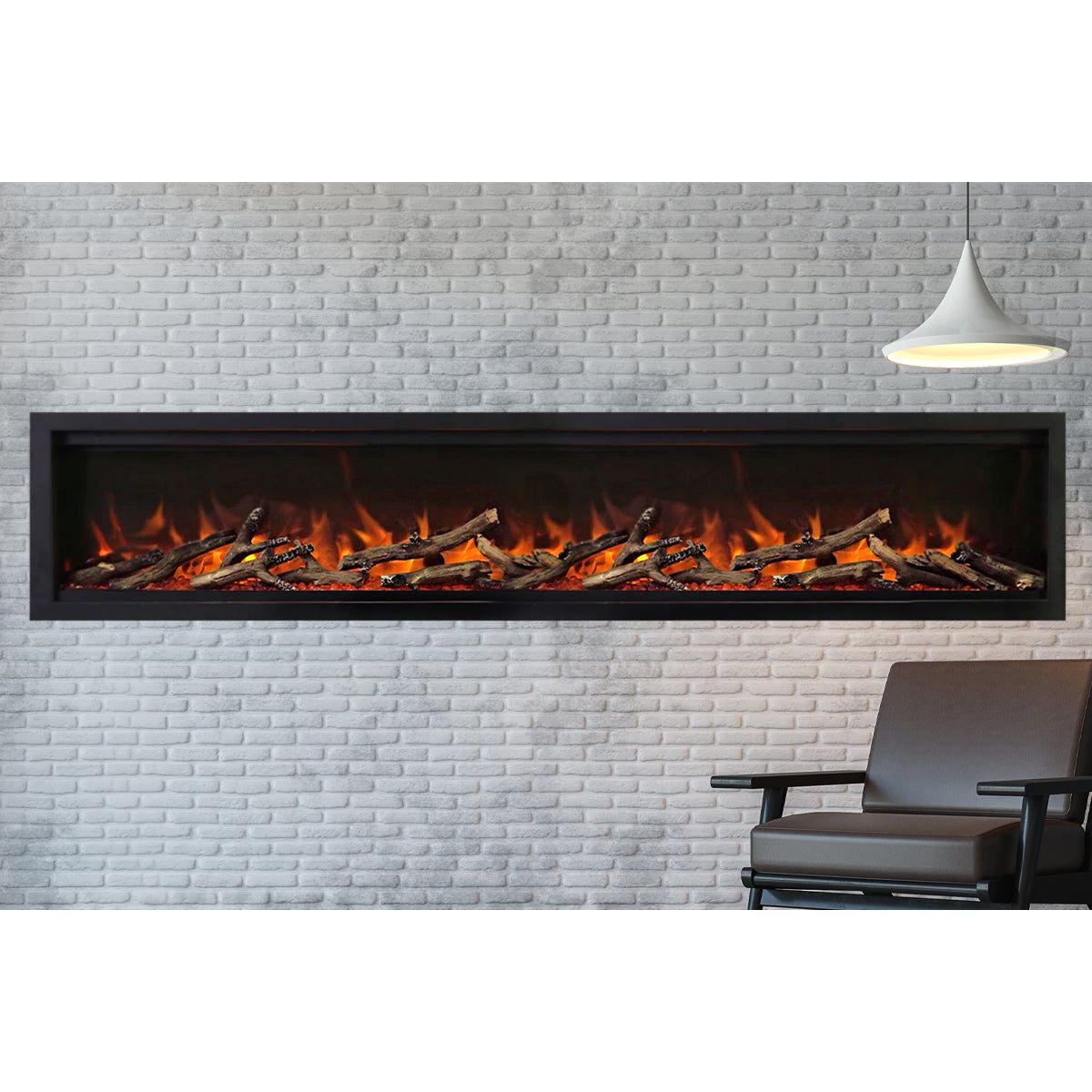 Amantii Symmetry Lumina 74'' Wall Mount / Recessed Smart Indoor/Outdoor Electric Fireplace SAMPLE PHOTO