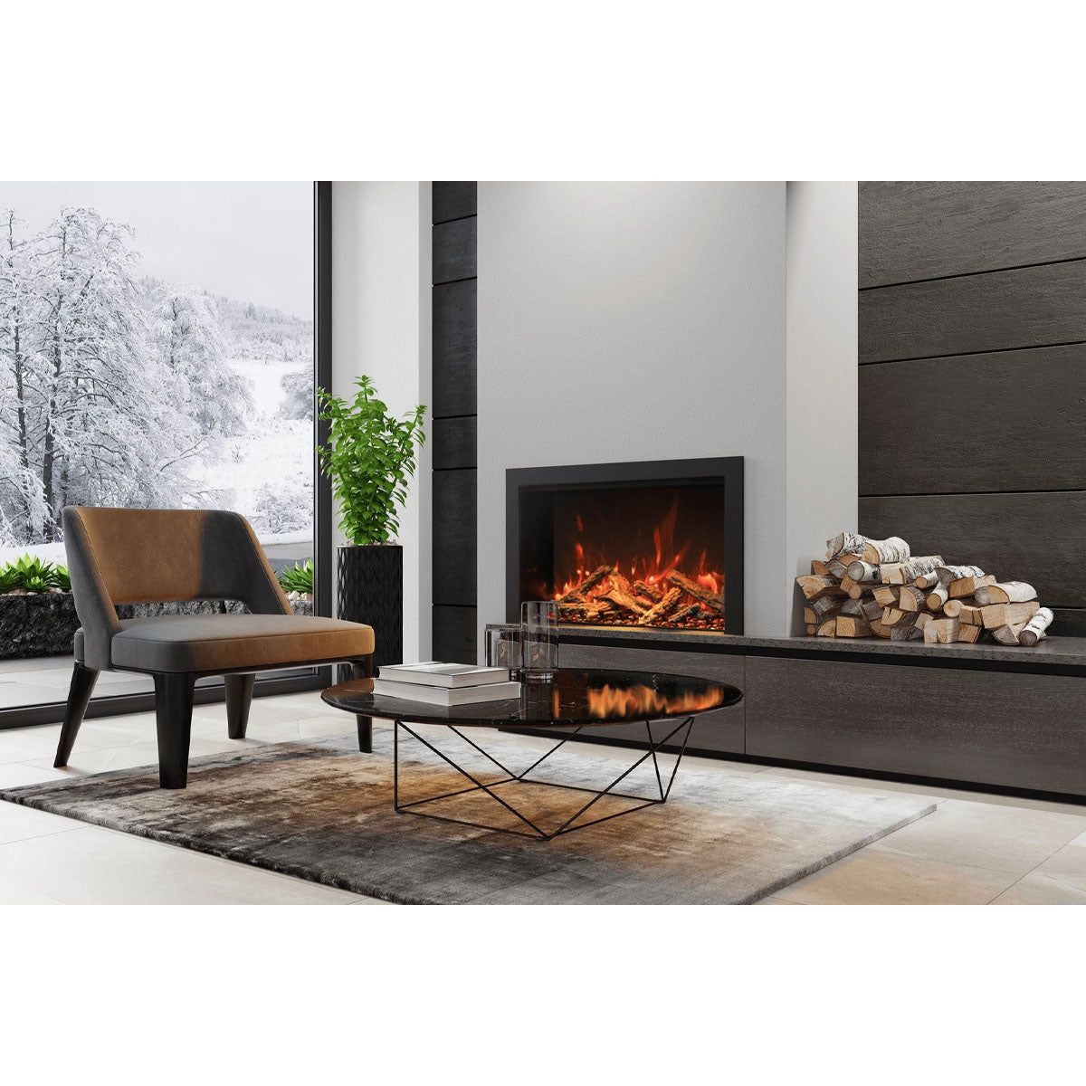 Amantii Traditional Bespoke 38-Inch Built-In Indoor/Outdoor Smart Electric Firebox Insert