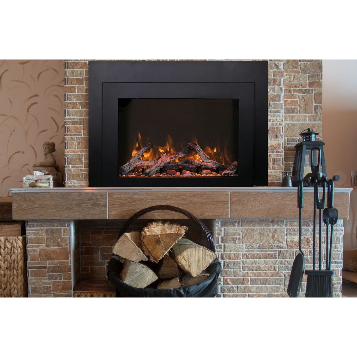 Amantii Traditional Bespoke 38-Inch Built-In Indoor/Outdoor Smart Electric Firebox Insert