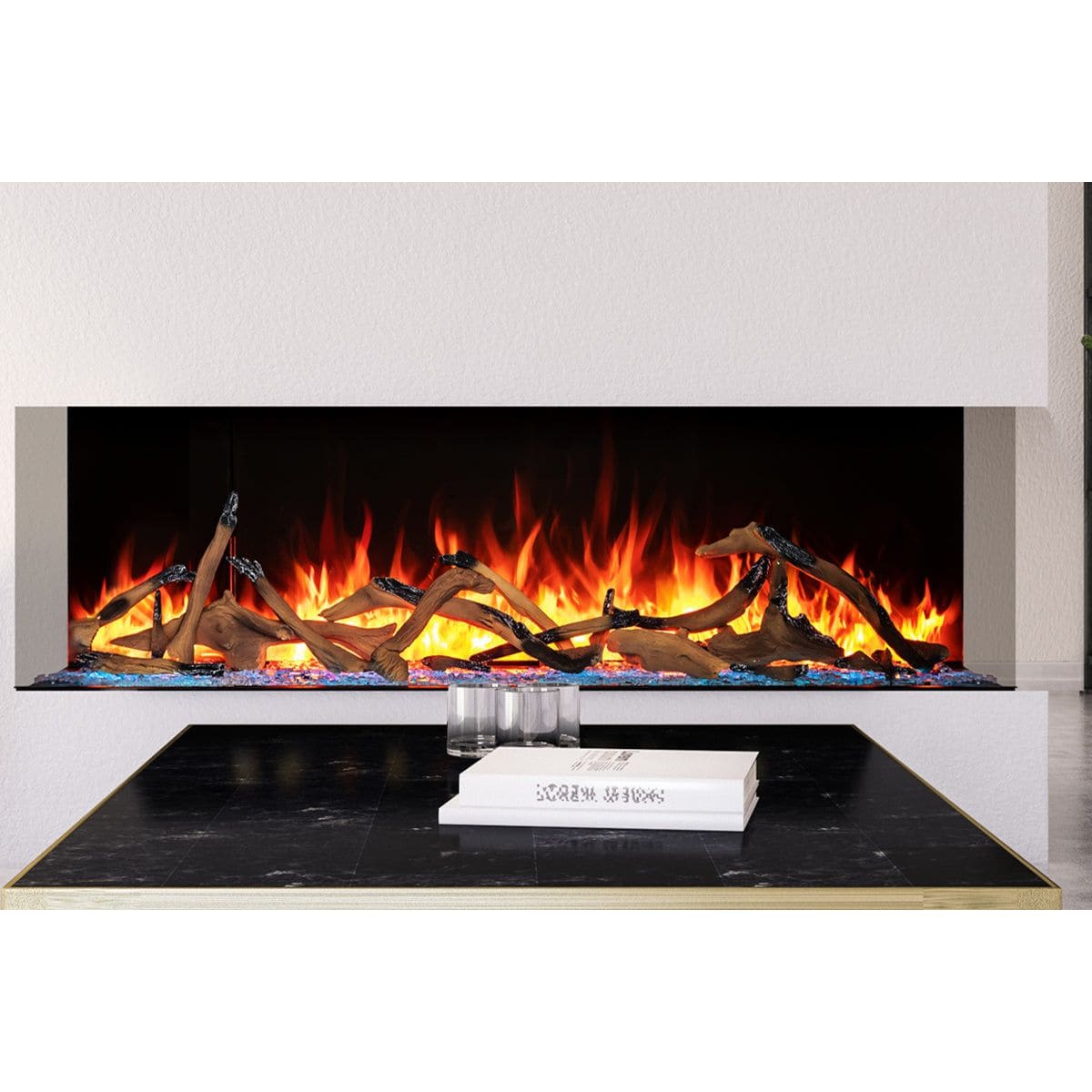 Amantii Tru View Bespoke 75-inch 3-Sided Built In Indoor/Outdoor Electric Fireplace