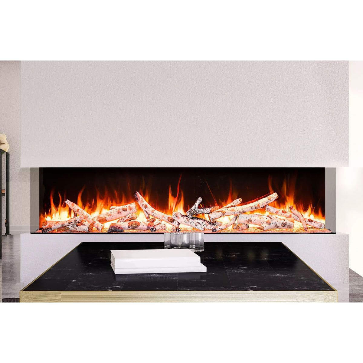 Amantii Tru View Bespoke 75-inch 3-Sided Built In Indoor/Outdoor Electric Fireplace