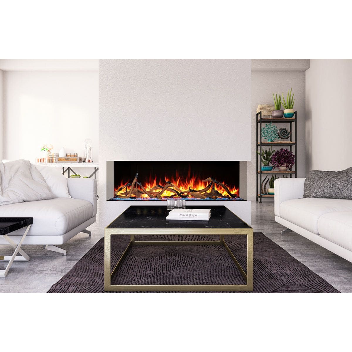 Amantii Tru View Bespoke 75-inch 3-Sided Built In Indoor/Outdoor Electric Fireplace