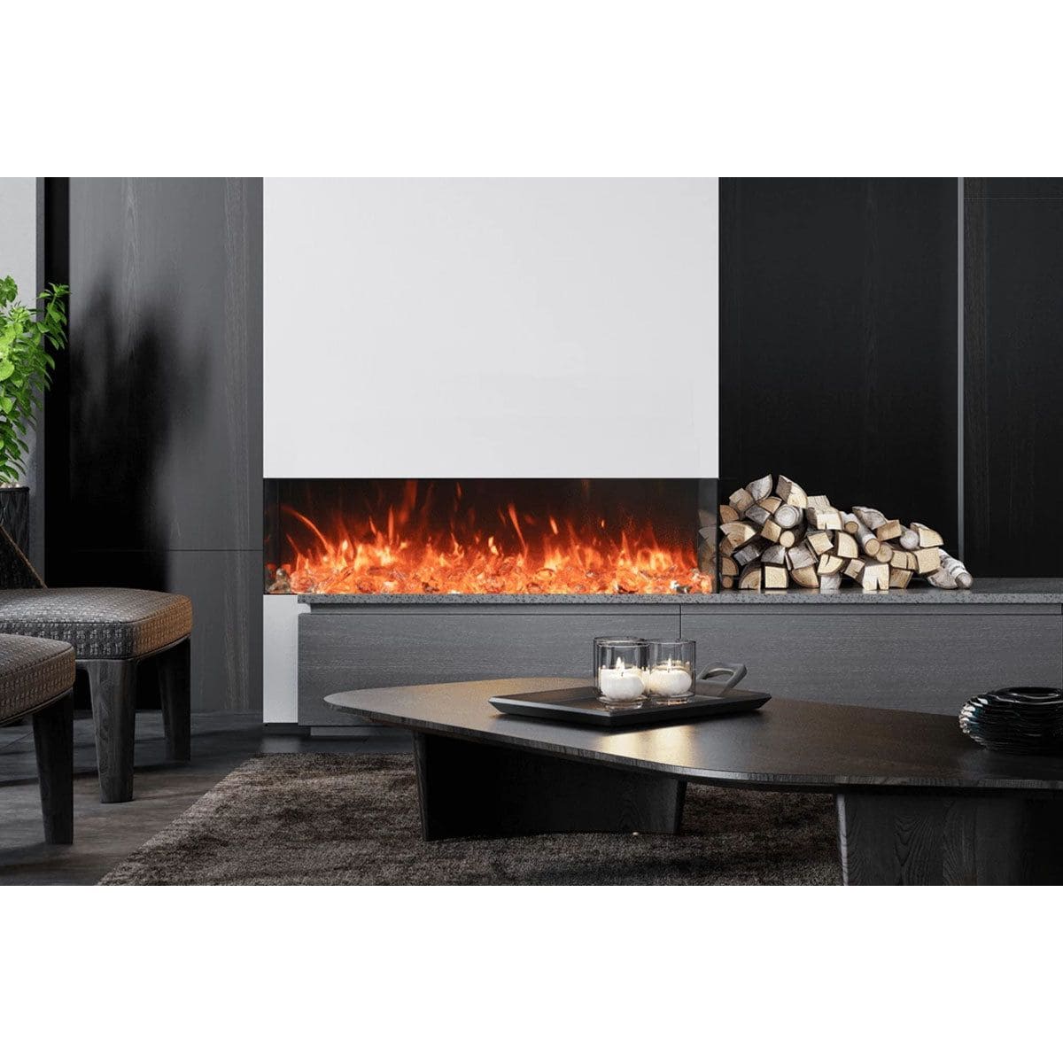 Amantii Tru View Bespoke 75-inch 3-Sided Built In Indoor/Outdoor Electric Fireplace