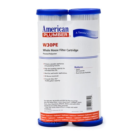 American Plumber W30PE Pleated Polyester Water Filters WITH LABEL