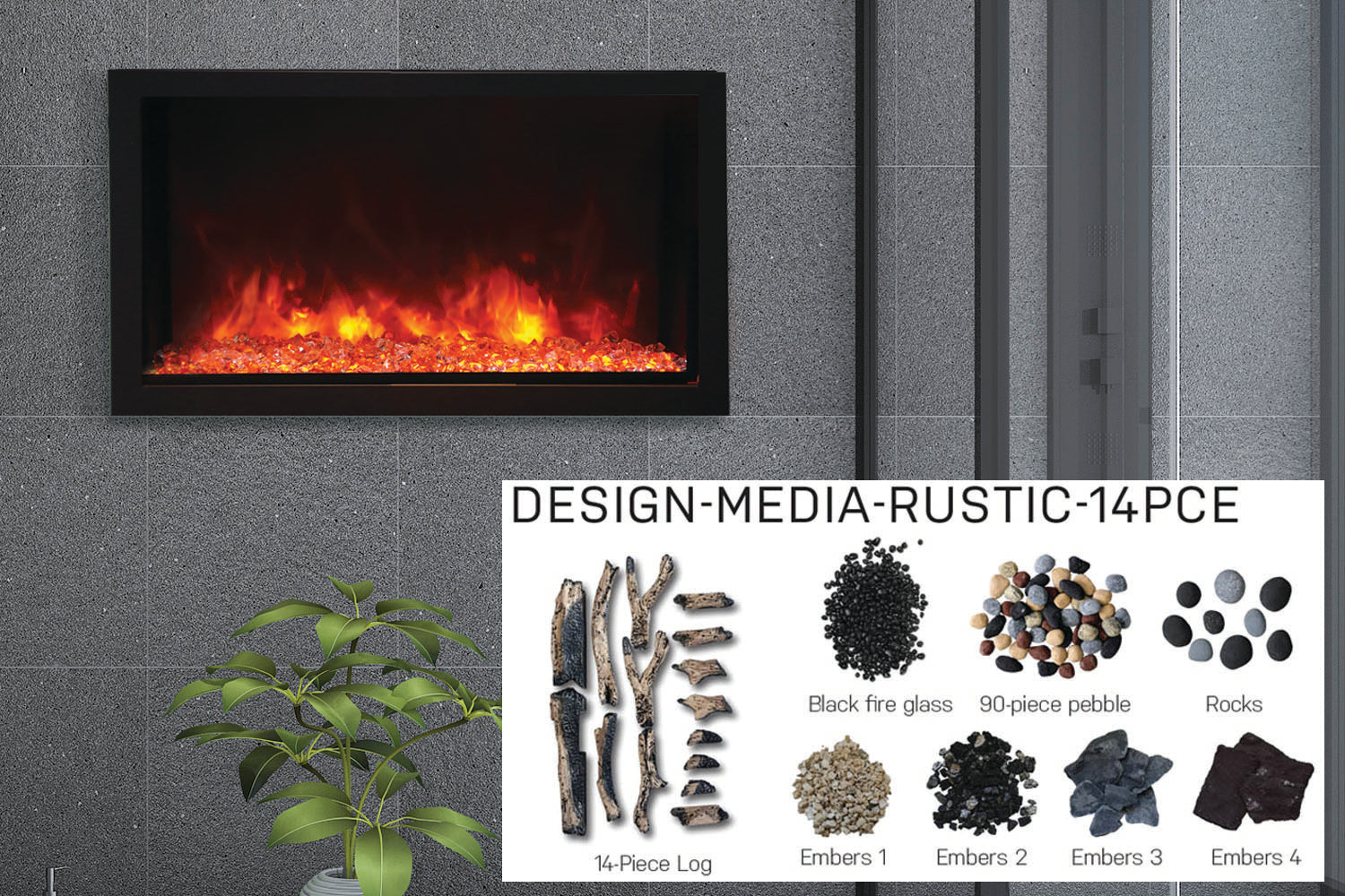 Amantii Panorama 40-inch Built-in Tall & Deep Indoor/Outdoor Linear Electric Fireplace