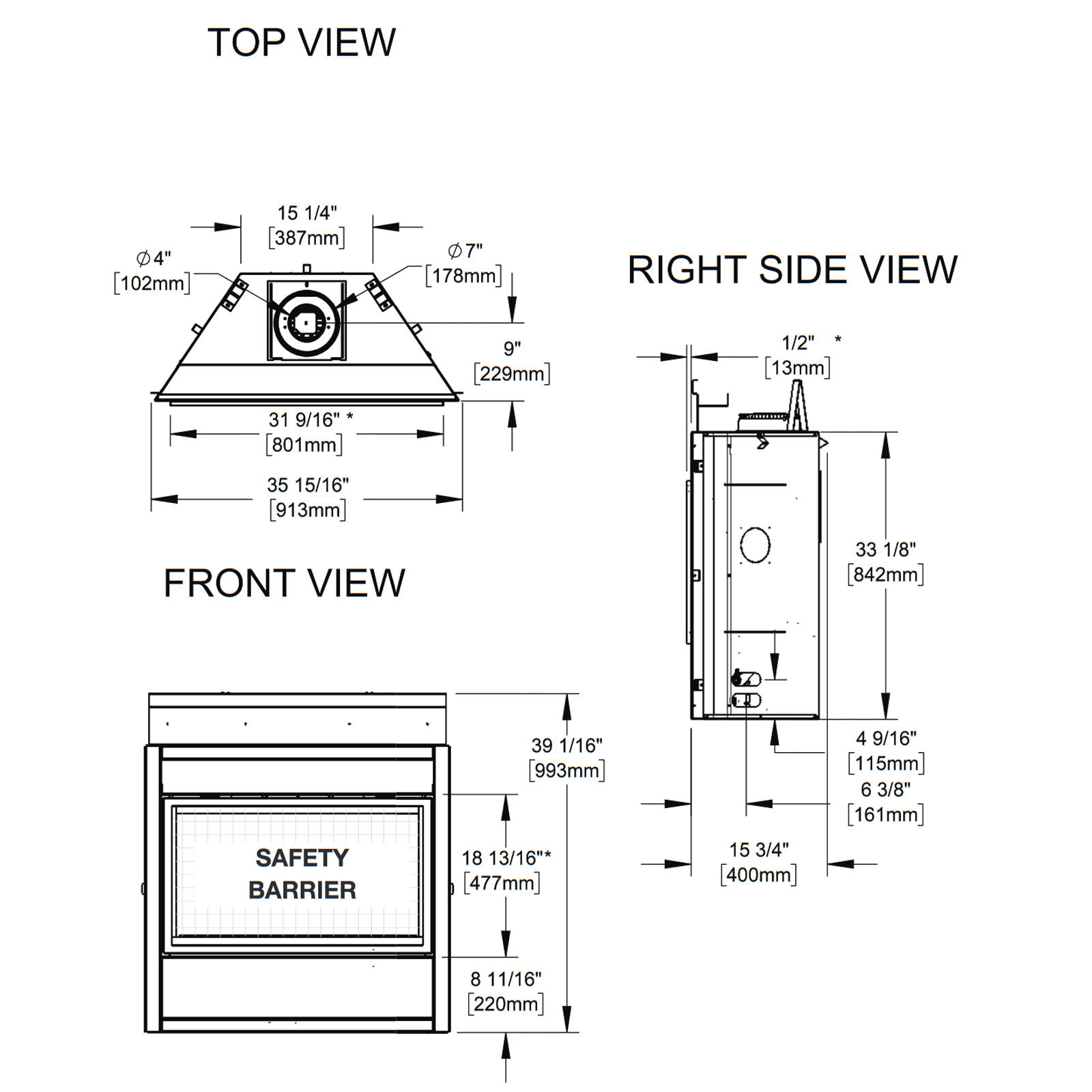 Napoleon Ascent BL36 Top Vent Direct Vent Linear Gas Fireplace - BL36