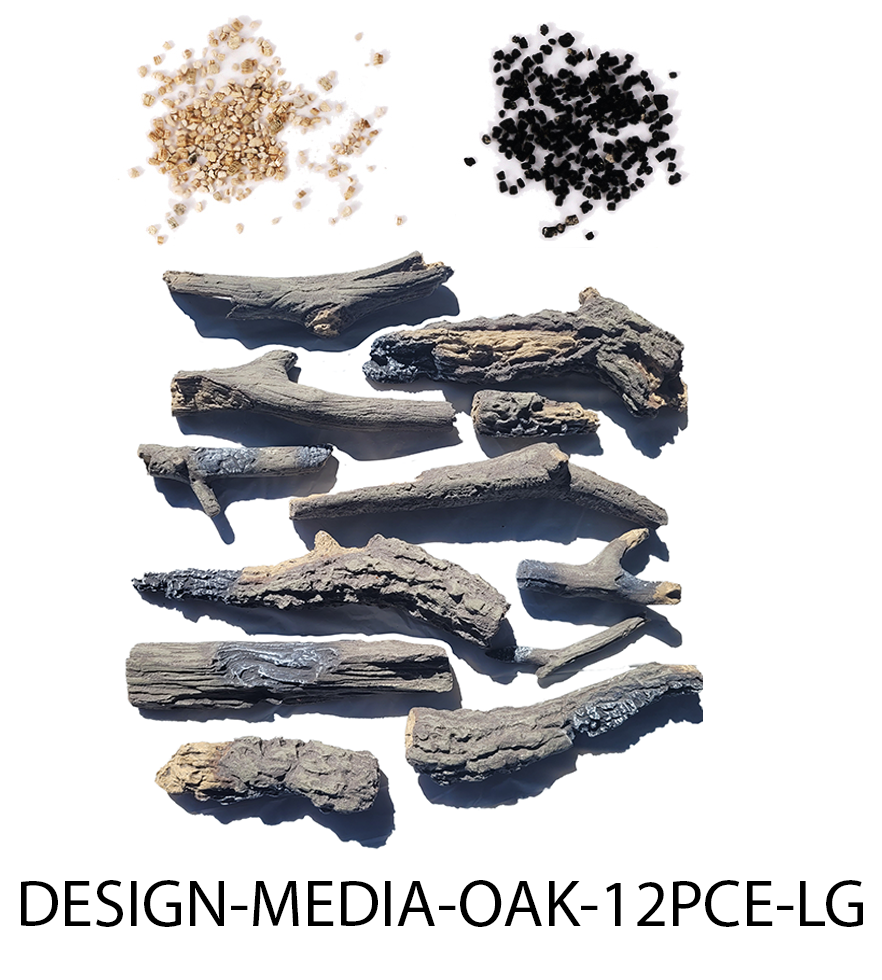 Remii OAK – 12 Piece Media Kit Includes: 12 large Oak logs, 2 colors of vermiculite