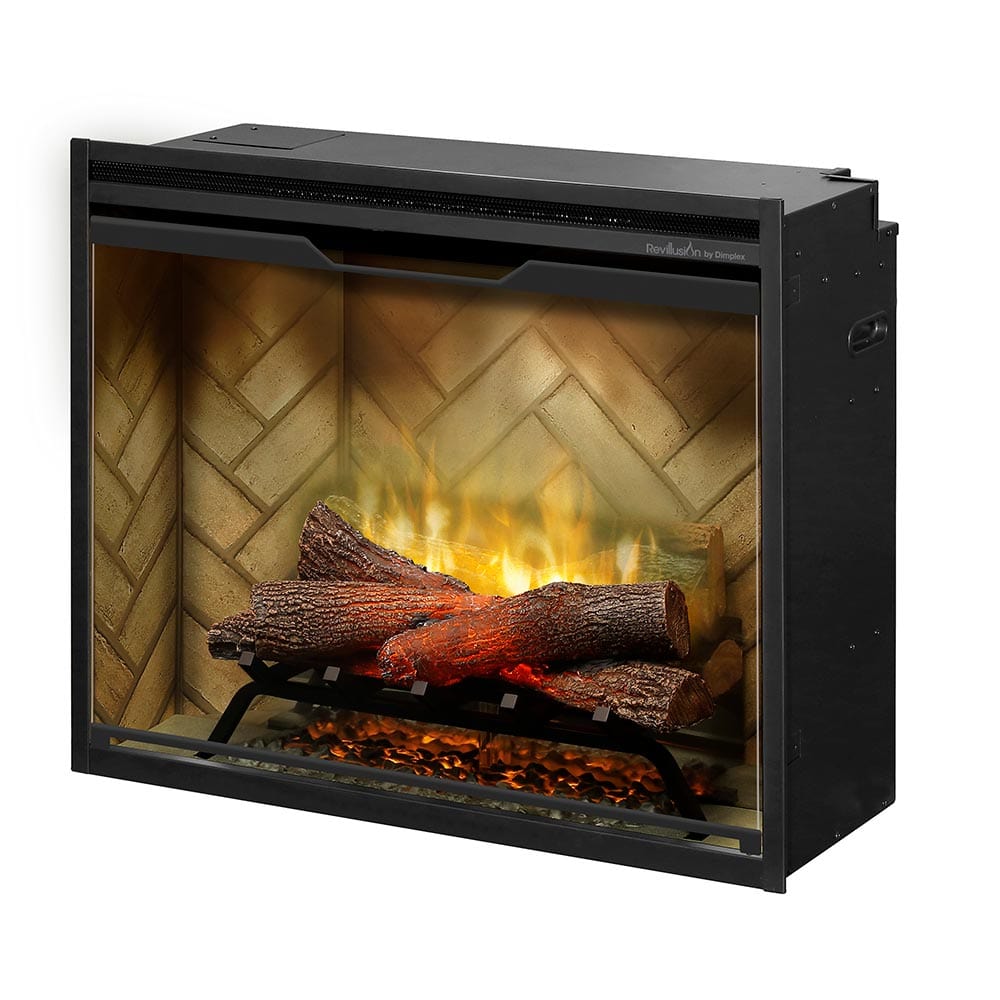 Dimplex 30" Revillusion Electric Firebox Herringbone Brick SIDE VIEW