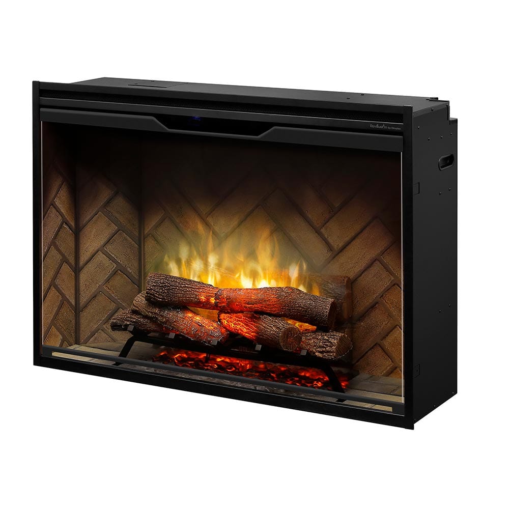 Dimplex 42" Revillusion Electric Firebox Herringbone Brick FRONT AND SIDE VIEW