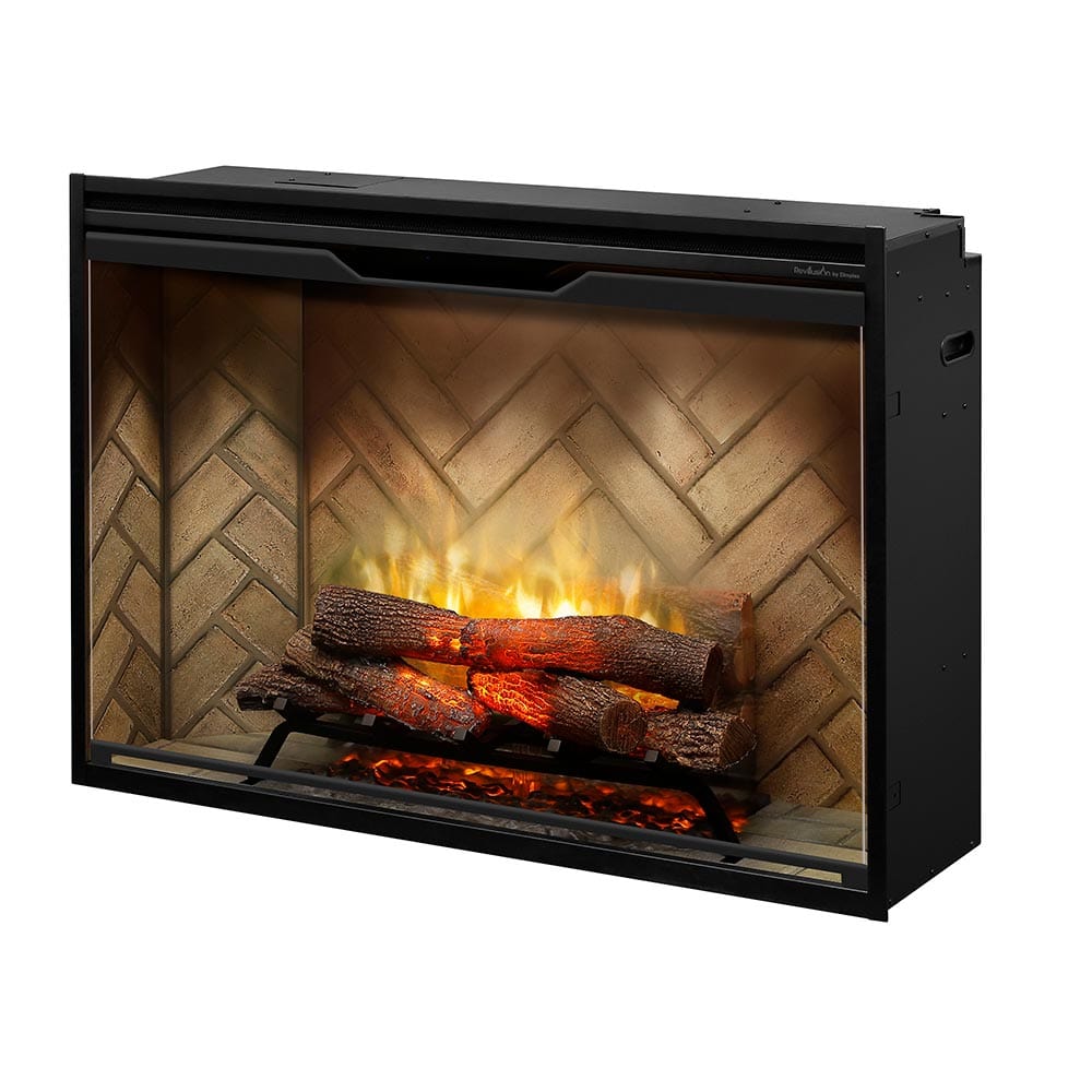 Dimplex 42" Revillusion Electric Firebox Herringbone Brick FRONT AND SIDE VIEW