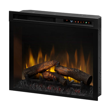 Dimplex Multi-Fire XHD™ 28 in. Firebox w/ Logs FRONT AND SIDE VIEW