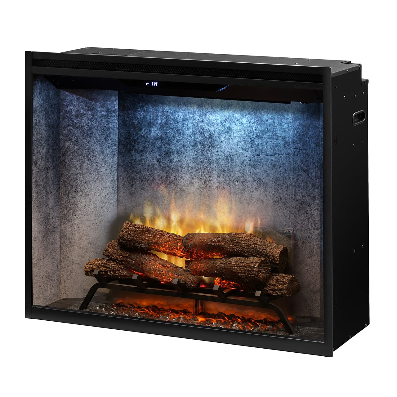 Dimplex Revillusion® 42 in. Built-In Firebox, Weathered Concrete FRONT AND SIDE VIEW