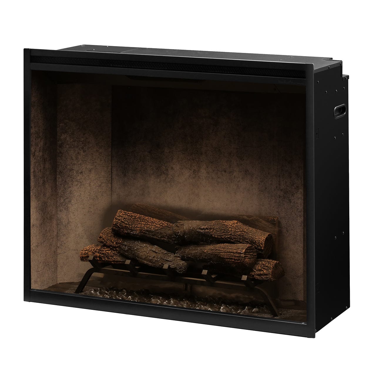 Dimplex Revillusion® 42 in. Built-In Firebox, Weathered Concrete FRONT AND SIDE VIEW