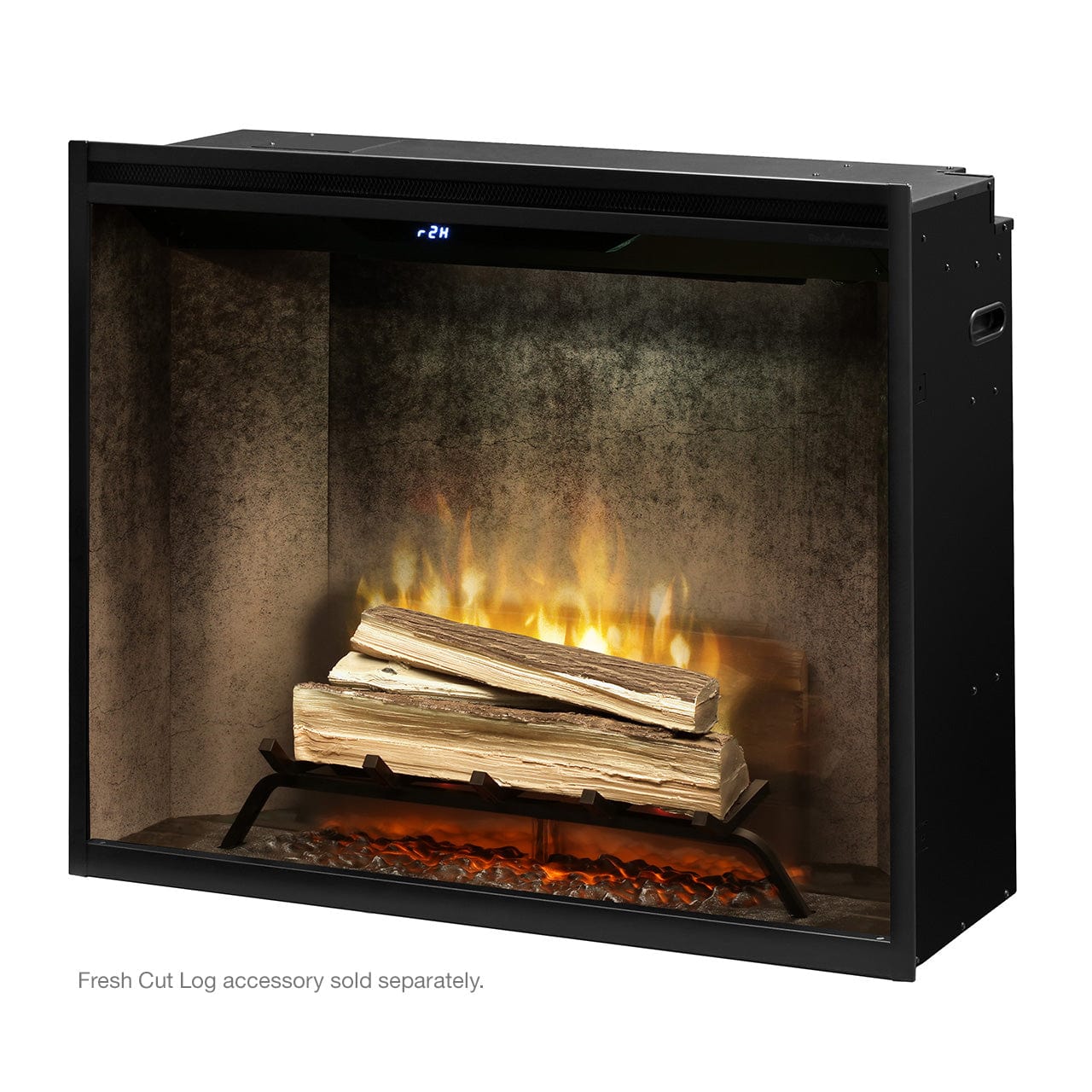 Dimplex Revillusion® 42 in. Built-In Firebox, Weathered Concrete FRONT AND SIDE VIEW