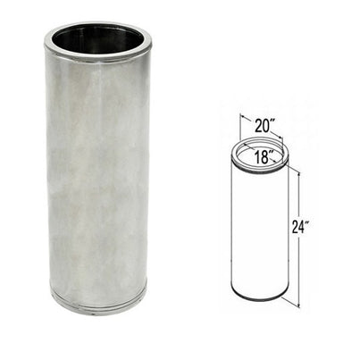 DuraTech | 18DT-24SS 18'' x 24'' Stainless Steel Chimney Pipe - WITH INCHES