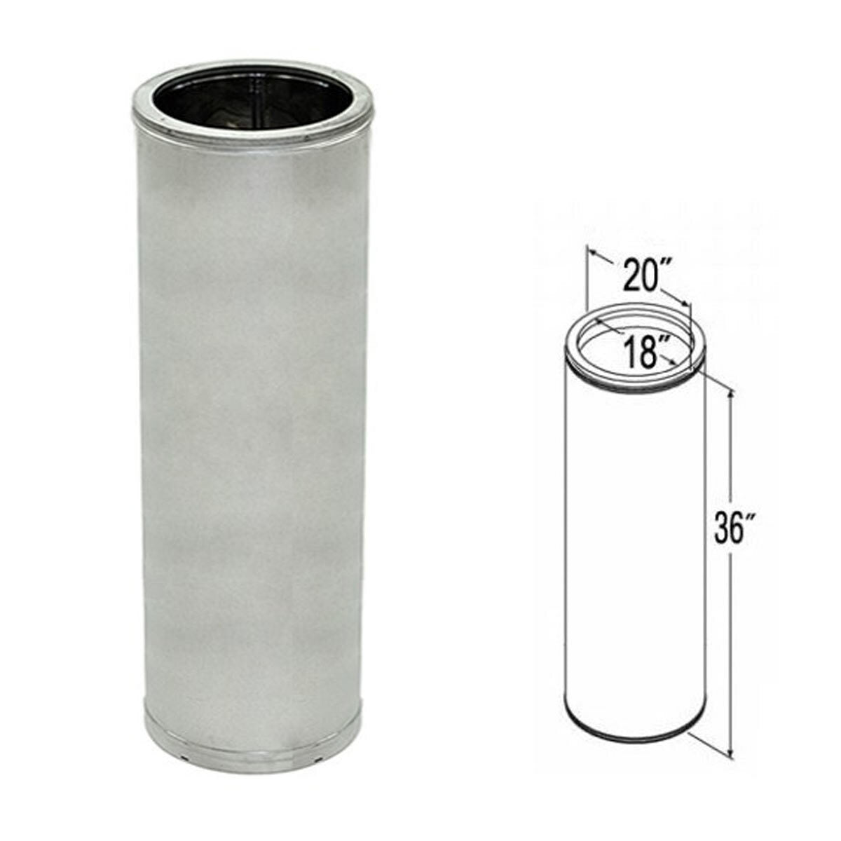 DuraTech | 18'' x 36'' 18DT-36Galvanized Chimney Pipe WITH INCHES