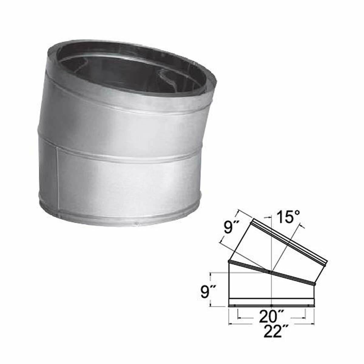 DuraTech | 20DT-E15SS 15 Degree 20'' Stainless Steel Elbow WITH INCHES