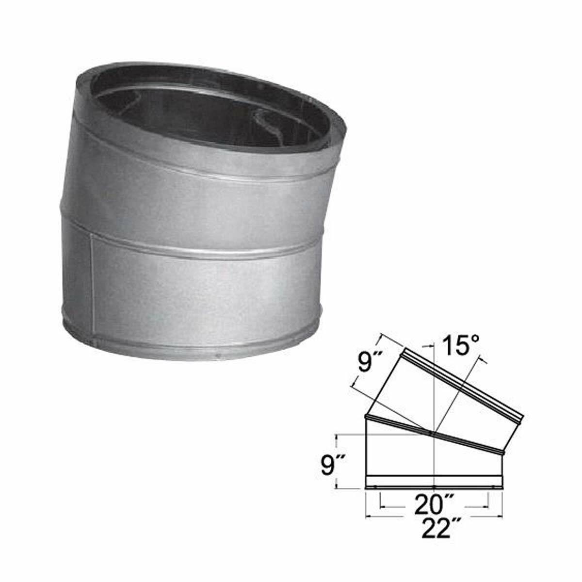 DuraTech | 20'' 15 Degree 20DT-E15 Galvanized Elbow WITH INCHES