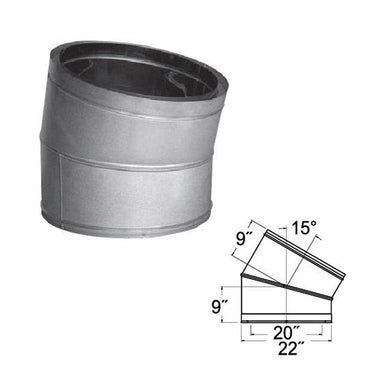 DuraTech | 20'' 15 Degree 20DT-E15 Galvanized Elbow WITH INCHES