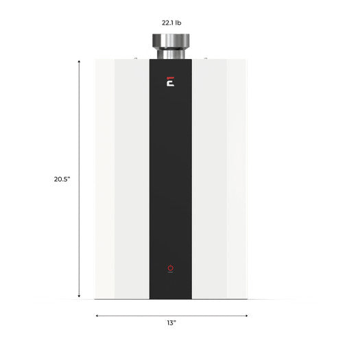 ECCOTEMP SmartHome Indoor 4.0 GPM Liquid Propane Tankless Water Heater, SH12-A Series FRONT VIEW WITH SIZES