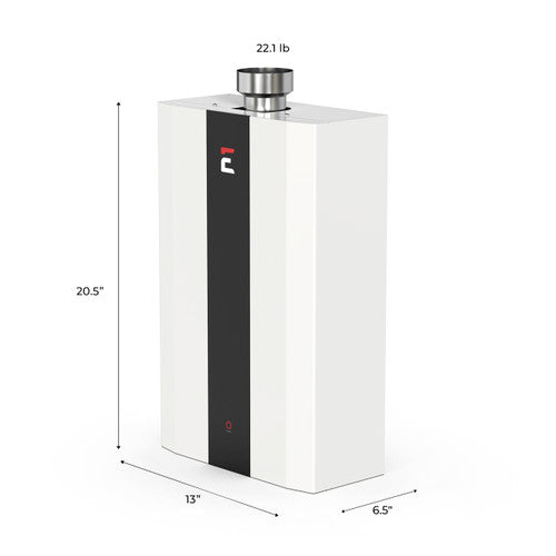 ECCOTEMP SmartHome Indoor 4.0 GPM Natural Gas Tankless Water Heater, SH12-A Series FRONT AND SIDE VIEW WITH SIZES