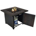 Endless Summer Spencer 30" Outdoor LP Gas Fire Pit Table With Printed Resin Mantel TANK VIEW