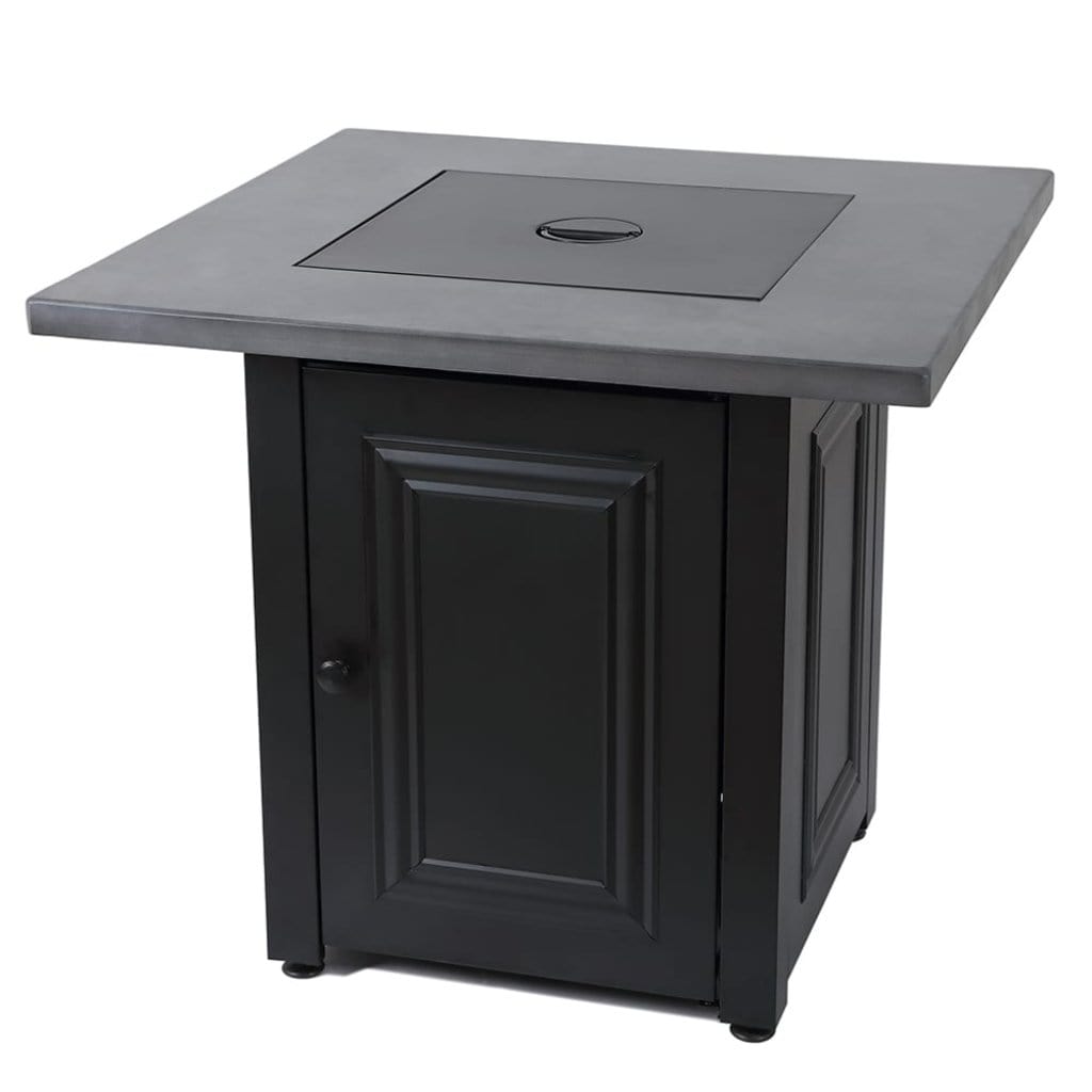 Endless Summer Wakefield 28" Outdoor LP Gas Fire Pit Table With Faux Concrete Resin Mantel FRONT VIEW