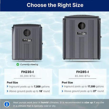 Fibro Poool FH235-i 35,000 BTU Full Inverter Heat Pump SIZES DETAILS
