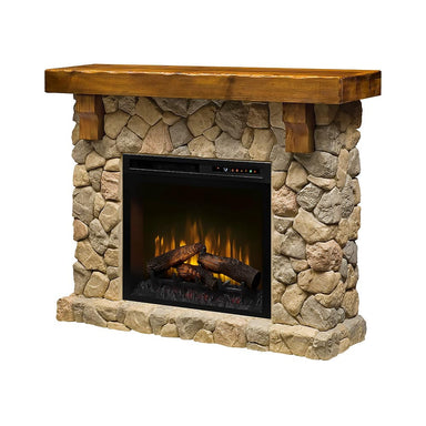 Fieldstone Rustic Electric Fireplace Mantel Package FRONT VIEW