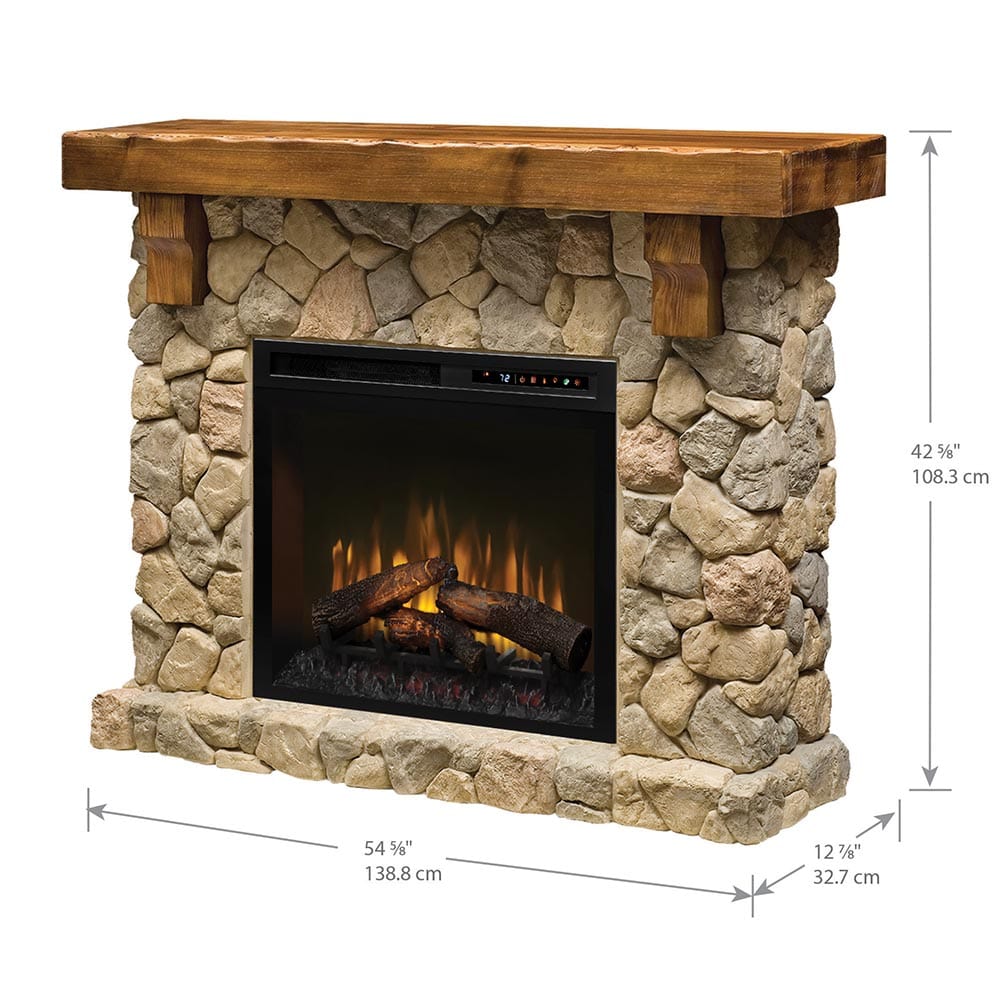 Fieldstone Rustic Electric Fireplace Mantel Package WITH INCHES