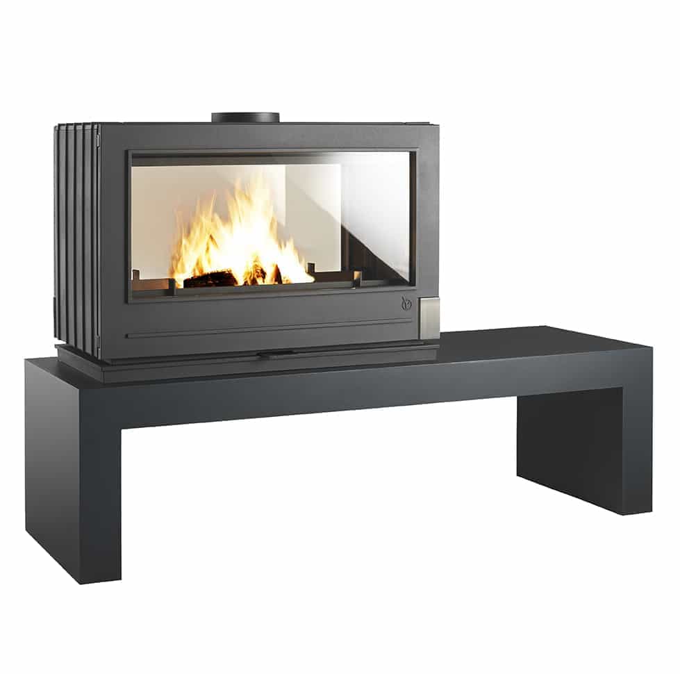Invicta® Aaron Double Sided Glass 36" Cast Iron Wood Burning Stove Fireplace 99,000 BTU's FRONT VIEW