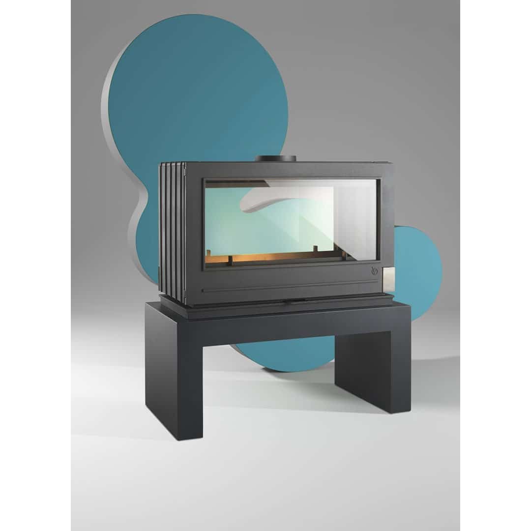 Invicta® Aaron Double Sided Glass 36" Cast Iron Wood Burning Stove Fireplace 99,000 BTU's FRONT VIEW