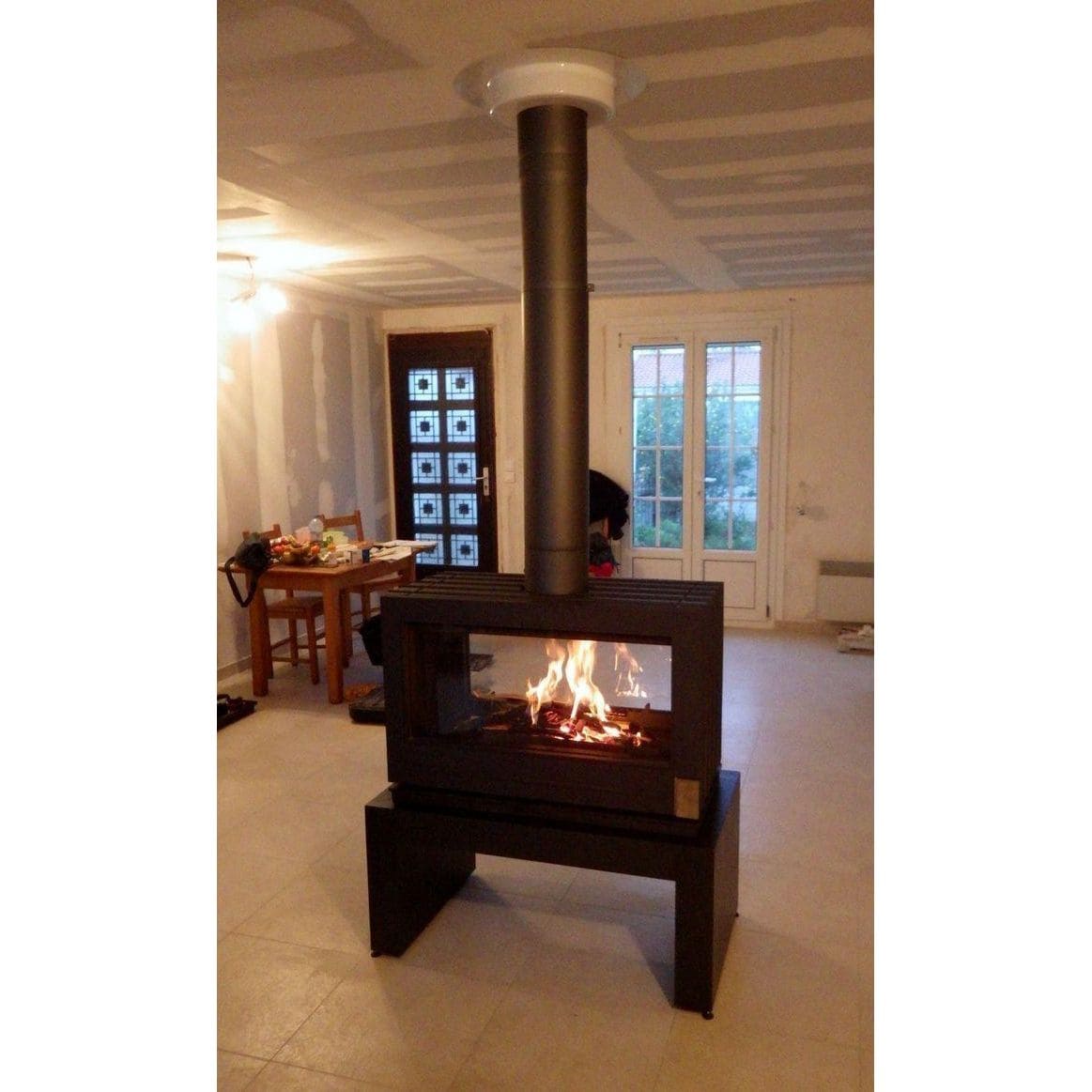 Invicta® Aaron Double Sided Glass 36" Cast Iron Wood Burning Stove Fireplace 99,000 BTU's SAMPLE PHOTO