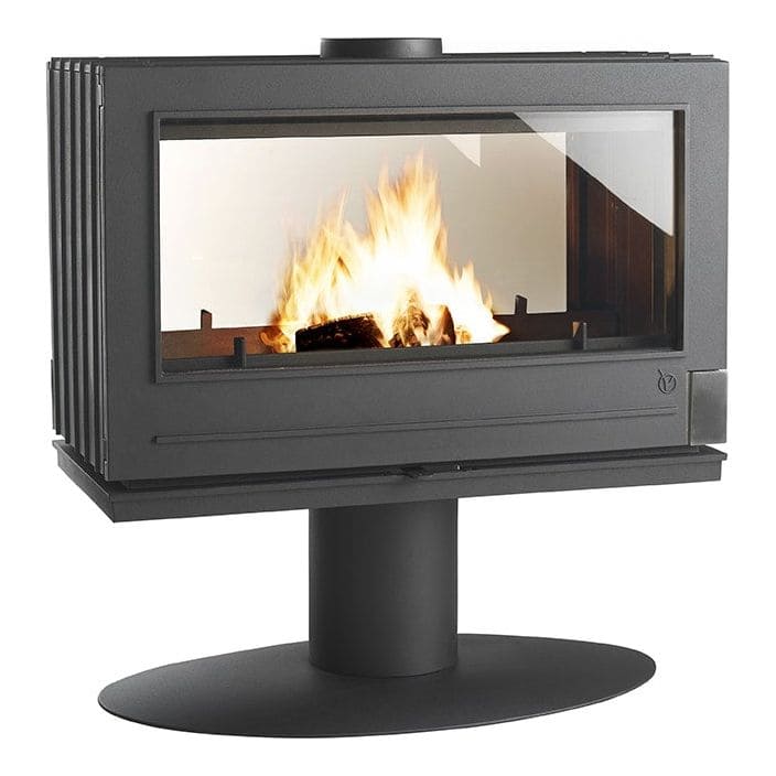 Invicta® Nelson Two Sided Glass 36" Cast Iron Wood Burning Stove Fireplace- Double sided see through Wood Stove FRONT VIEW