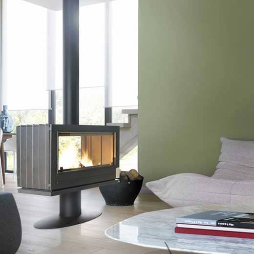 Invicta® Nelson Two Sided Glass 36" Cast Iron Wood Burning Stove Fireplace- Double sided see through Wood Stove SAMPLE PHOTO