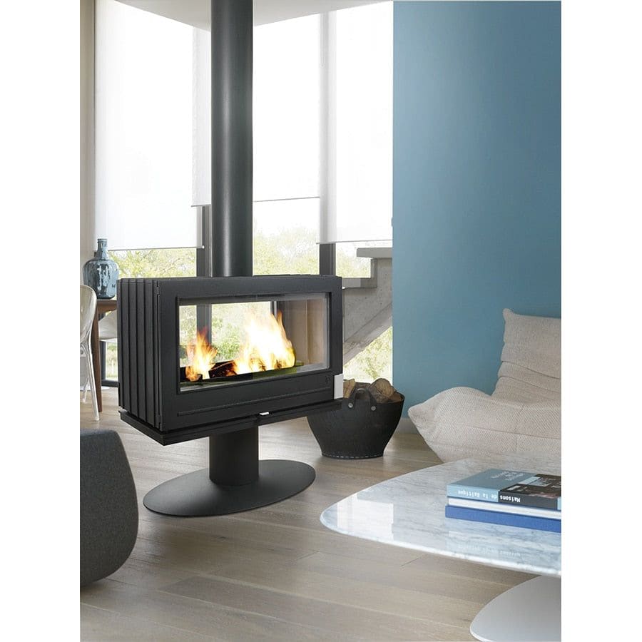 Invicta® Nelson Two Sided Glass 36" Cast Iron Wood Burning Stove Fireplace- Double sided see through Wood Stove SAMPLE PHOTO