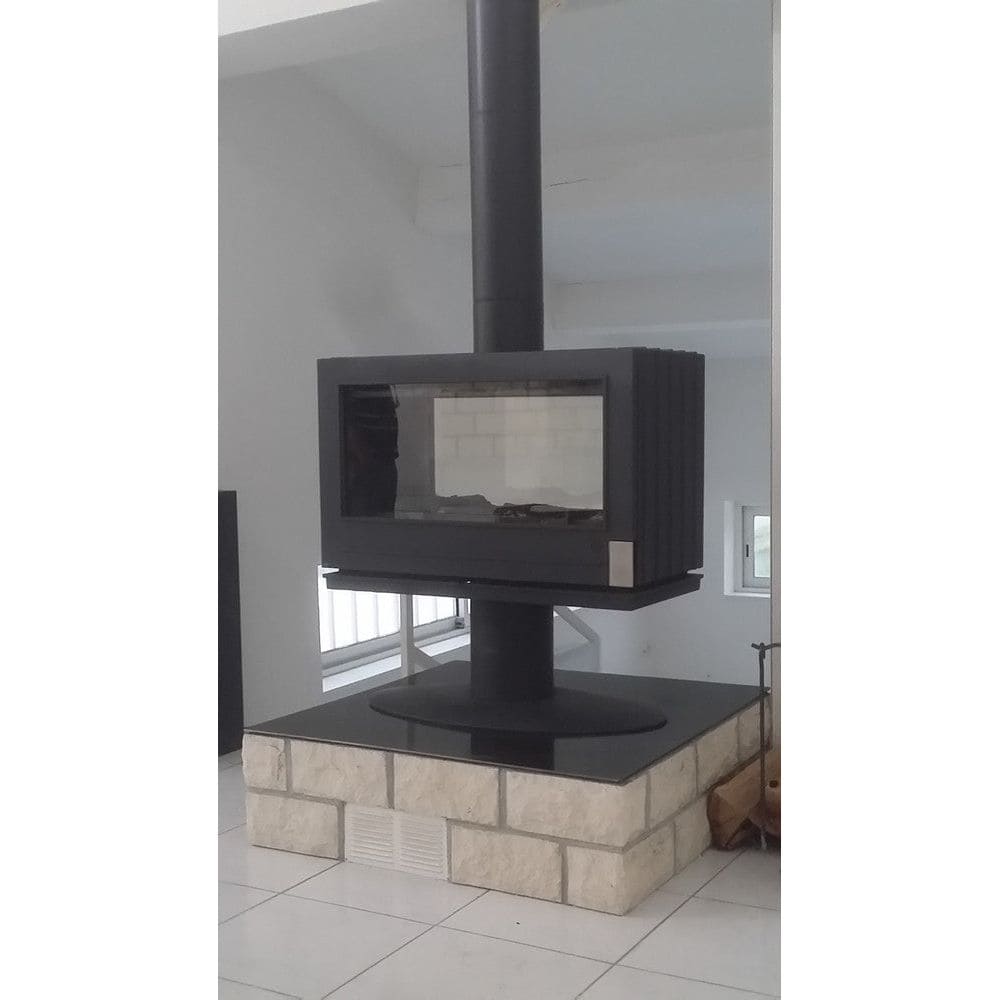 Invicta® Nelson Two Sided Glass 36" Cast Iron Wood Burning Stove Fireplace- Double sided see through Wood Stove SAMPLE PHOTO