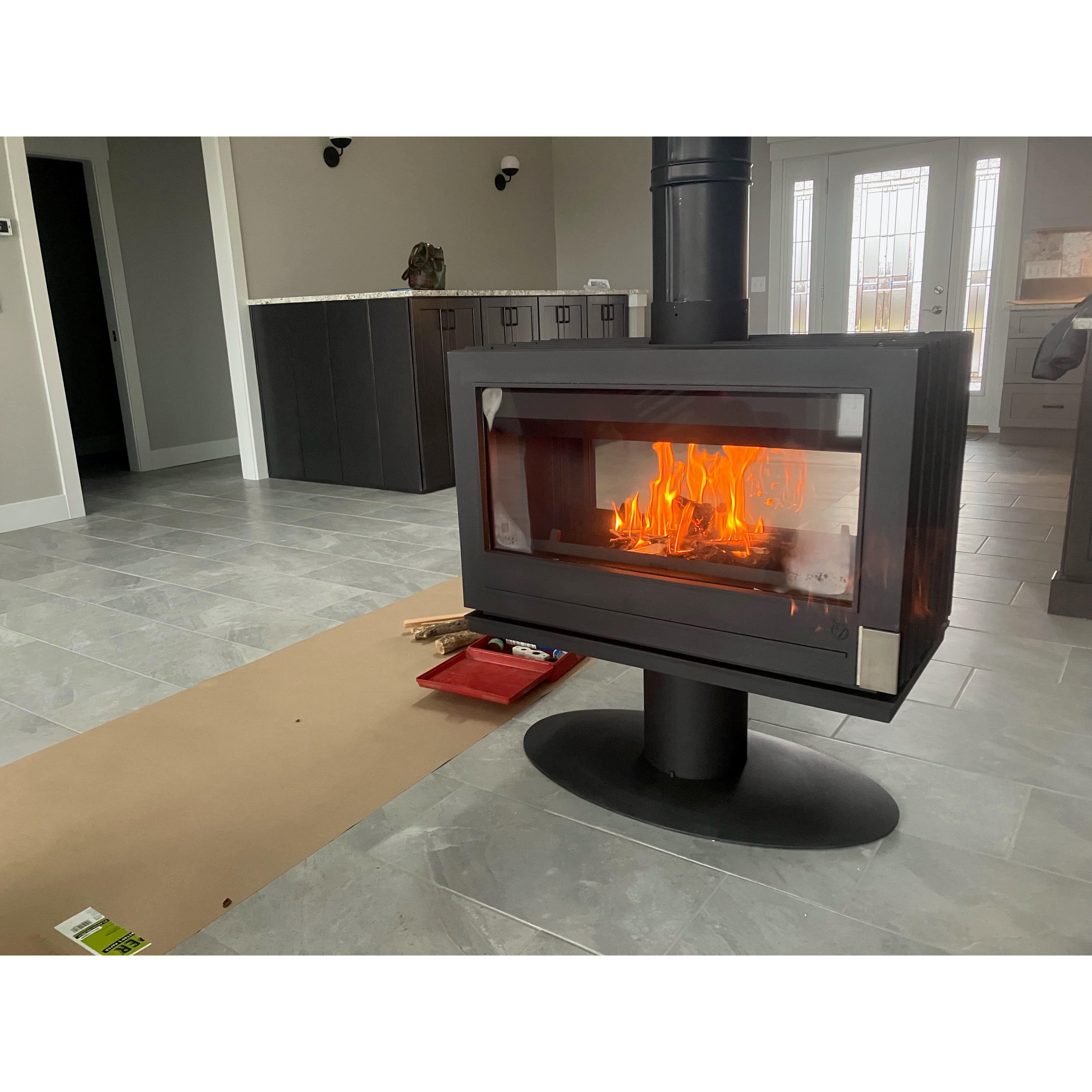 Invicta® Nelson Two Sided Glass 36" Cast Iron Wood Burning Stove Fireplace- Double sided see through Wood Stove SAMPLE PHOTO